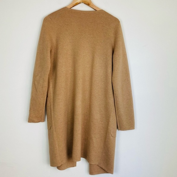 J. Crew camel colored long line wool blend cardigan sweater. Estimated Size L - Picture 3 of 5